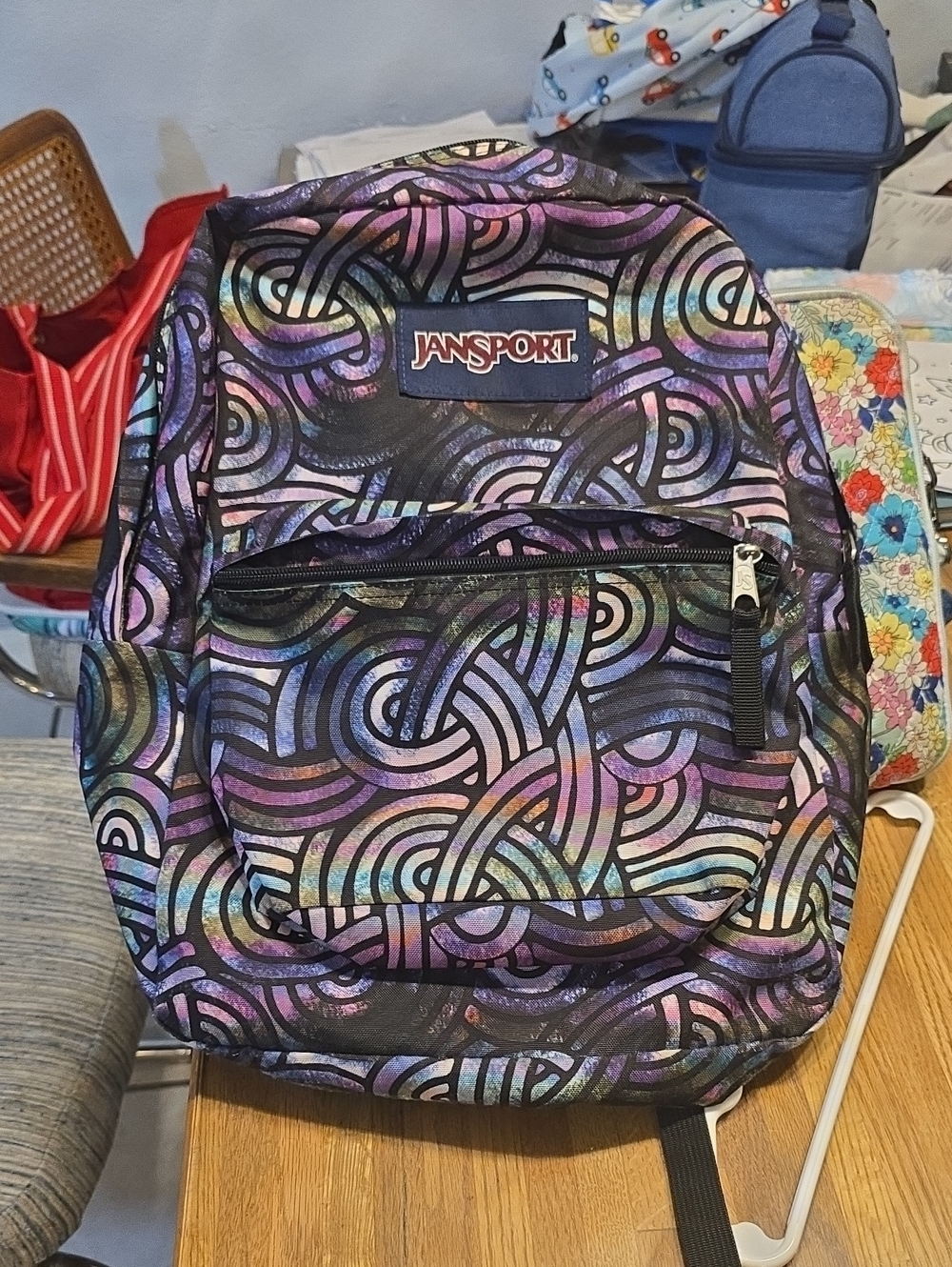 Jansport Purple Multicolor Swirl Pattern Backpack
